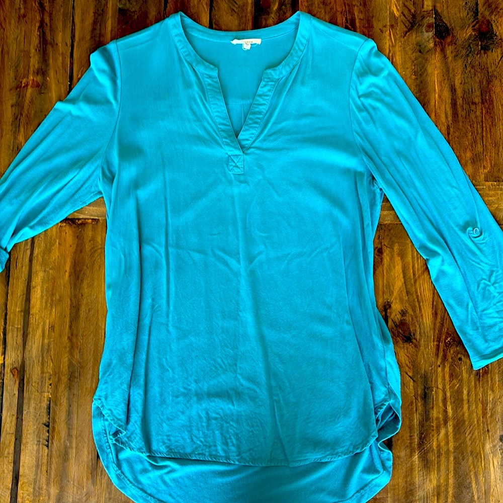 PLEIONE 3/4 sleeve tunic in turquoise